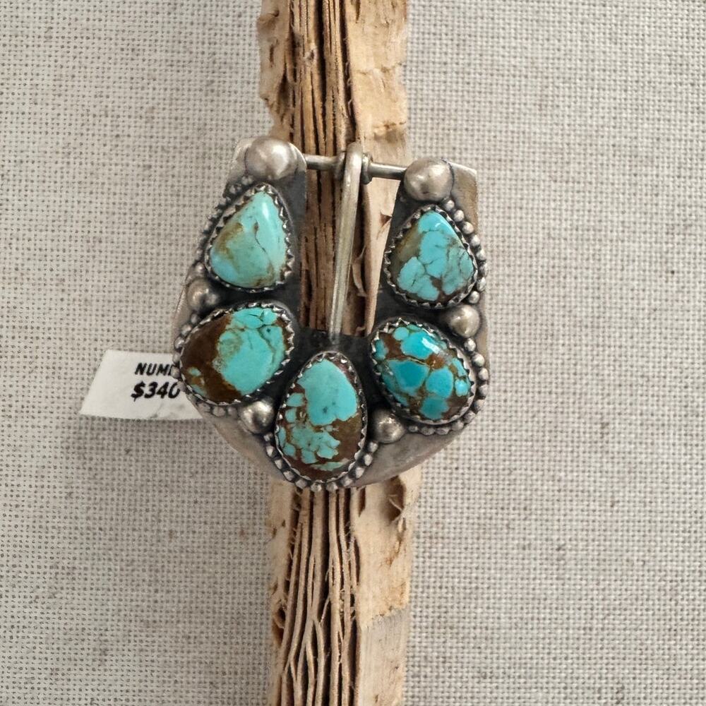 Number 8 Turquoise Sterling Silver Buckle Ring Adjustable Size NWT